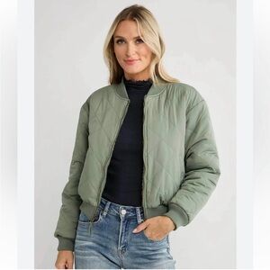 Z Supply Olive Bomber Jacket - Size: S